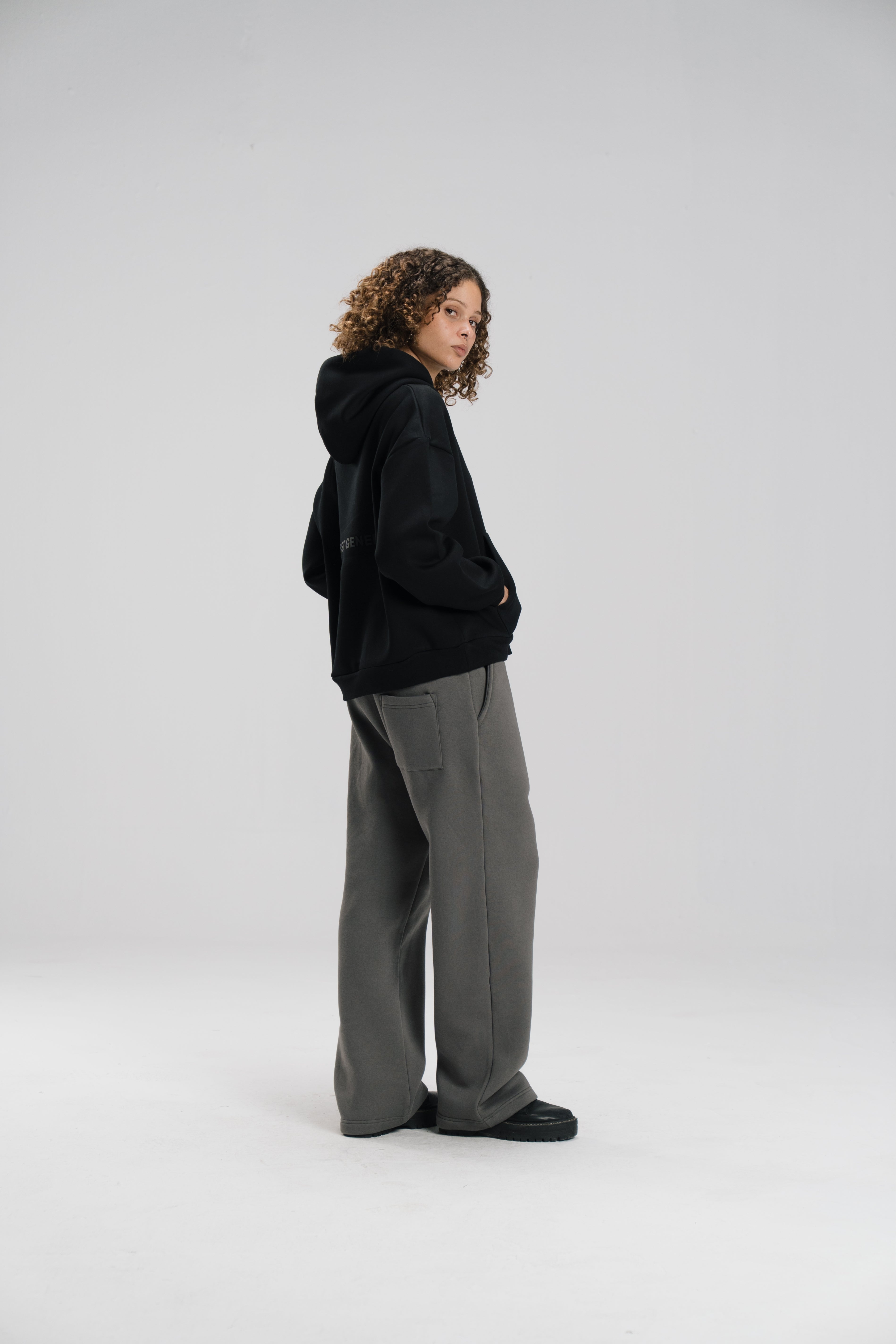 Boxy Fit Hoodie - Black - Unisex