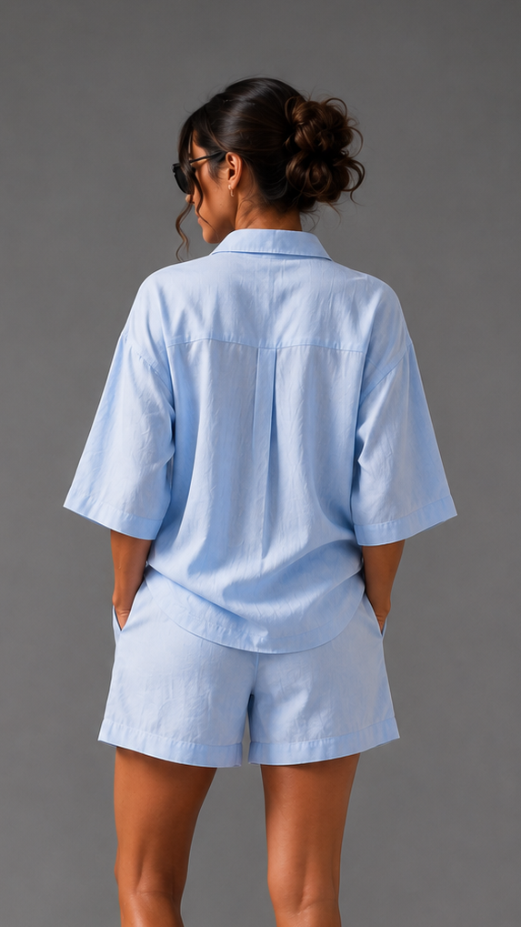 Pure Linen Shorts - Baby Blue - Women