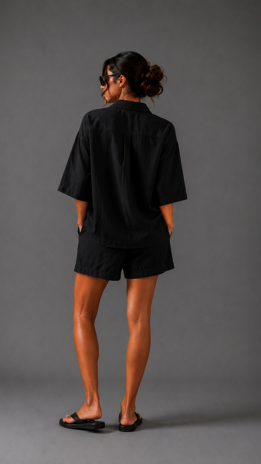 Pure Linen Shorts - Black - Women