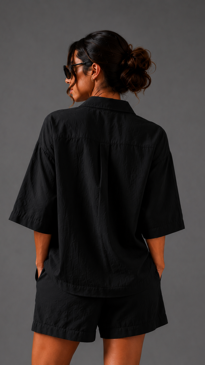 Pure Linen Shorts - Black - Women