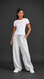 Baby Tee - White x Red - Women
