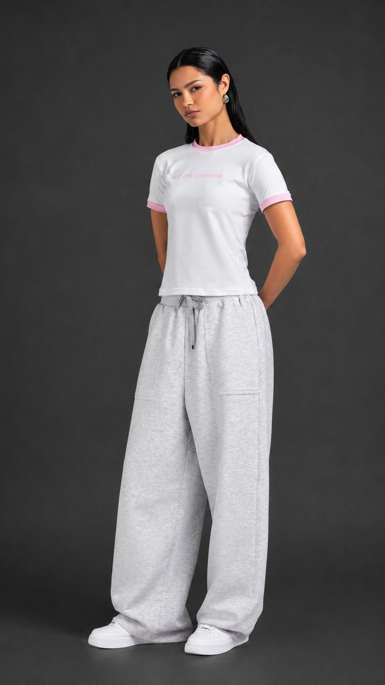 Baby Tee - White x Pink - Women
