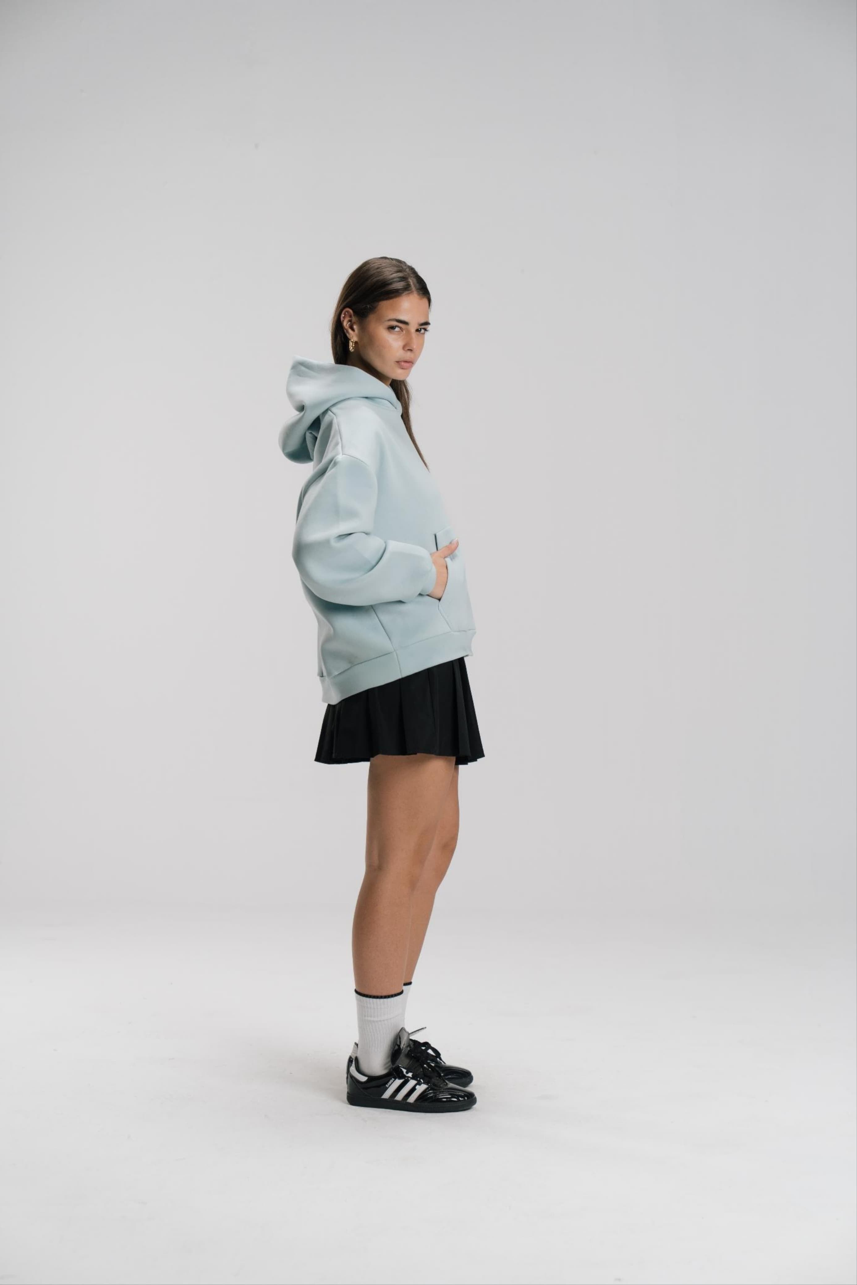 Boxy Fit Hoodie - Light Blue - Unisex