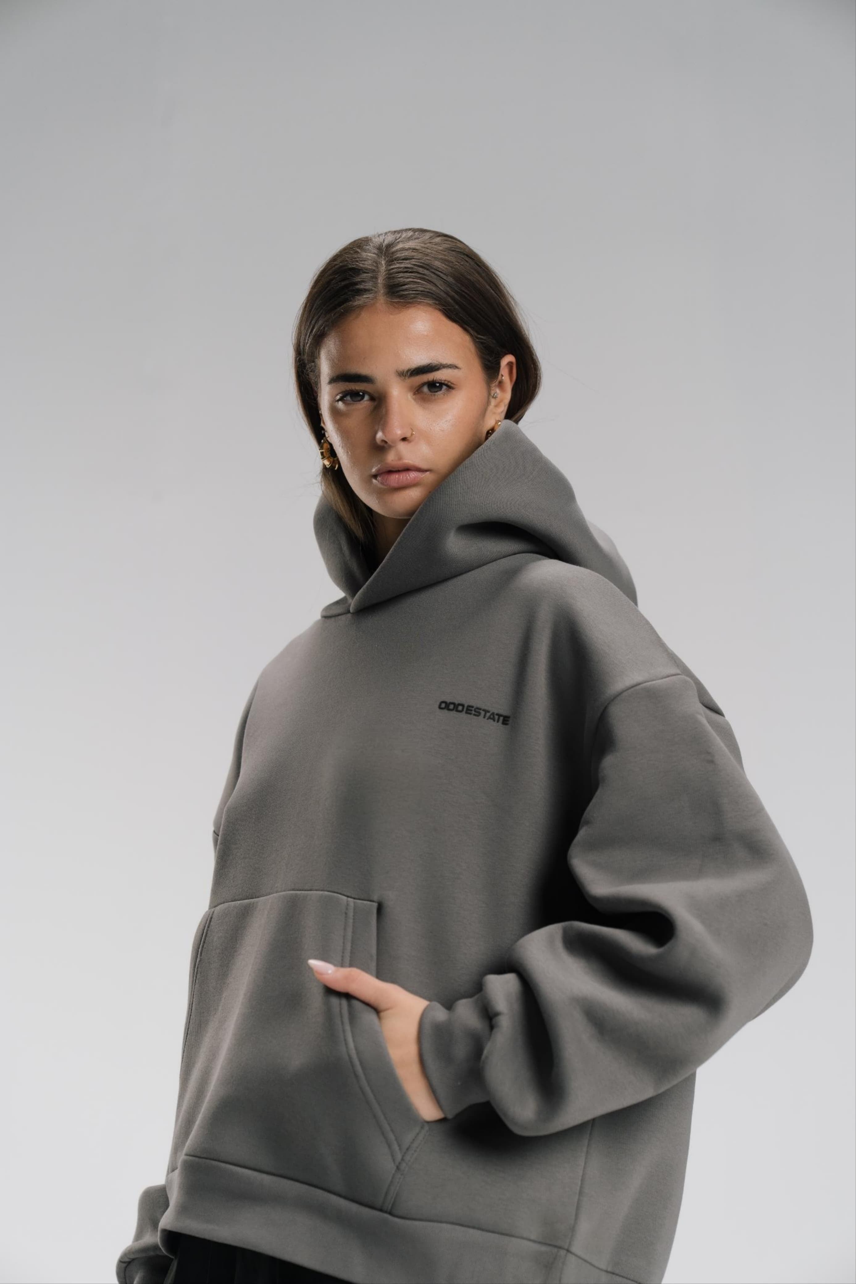 Boxy Fit Hoodie - Charcoal - Unisex