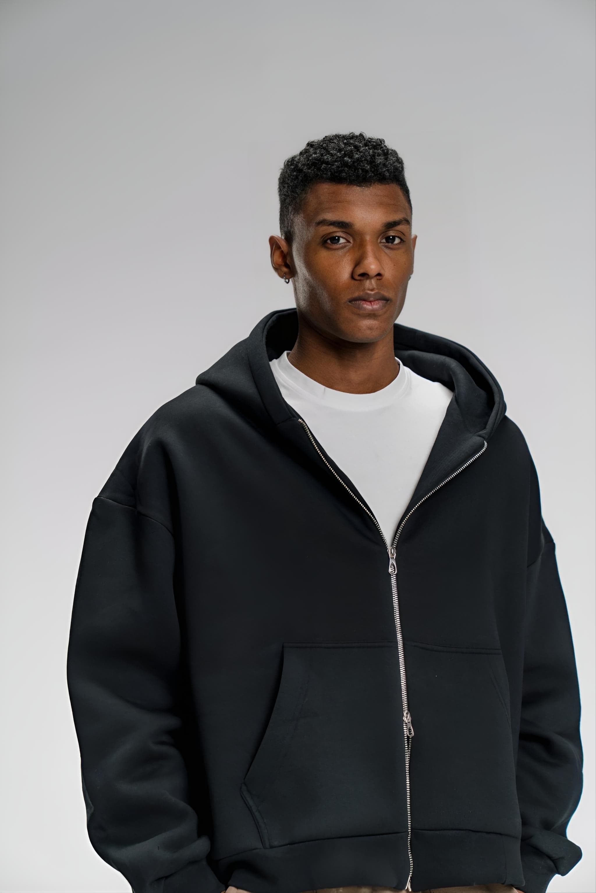 Double Zip Hoodie - Black - Unisex