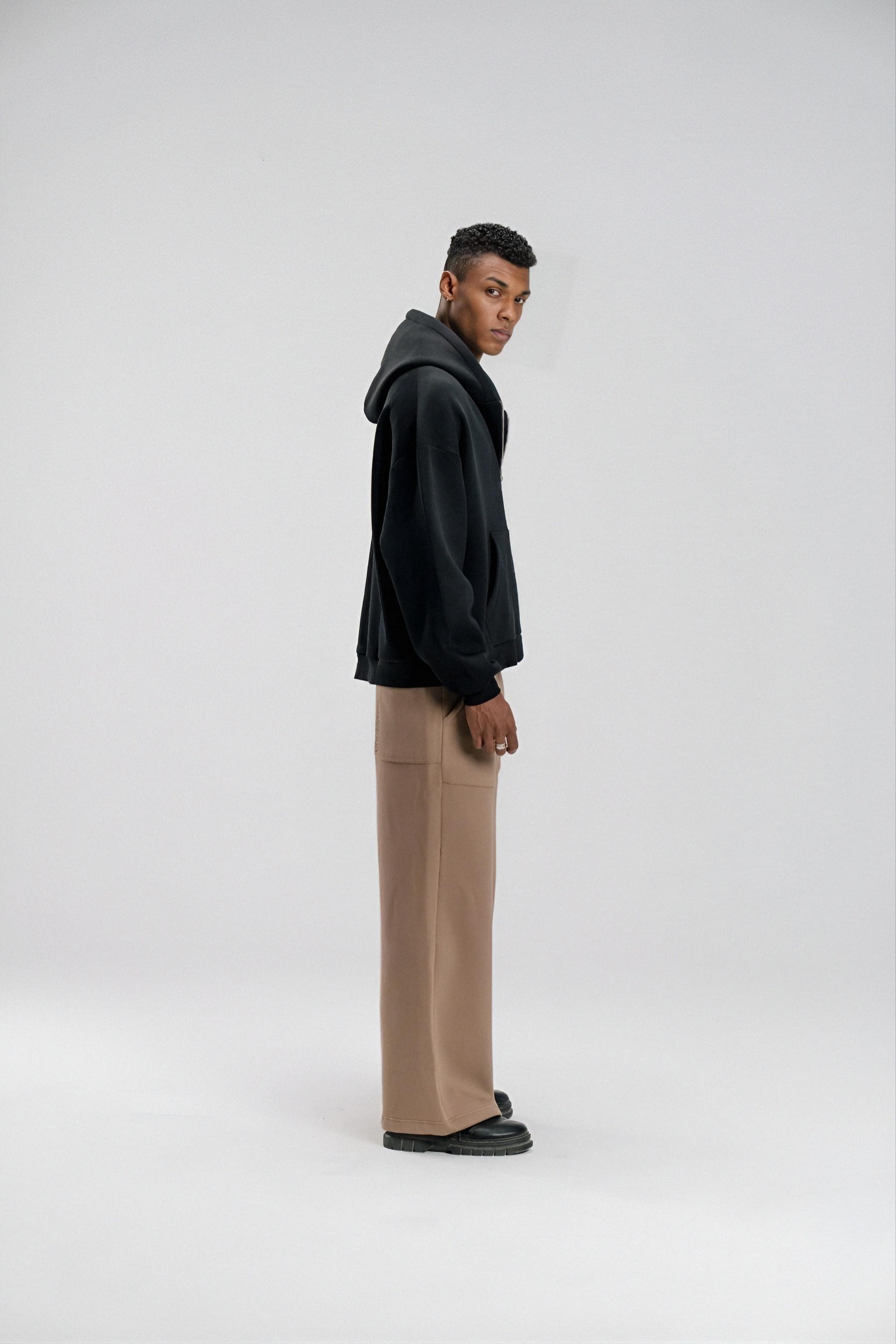 Double Zip Hoodie - Black - Unisex