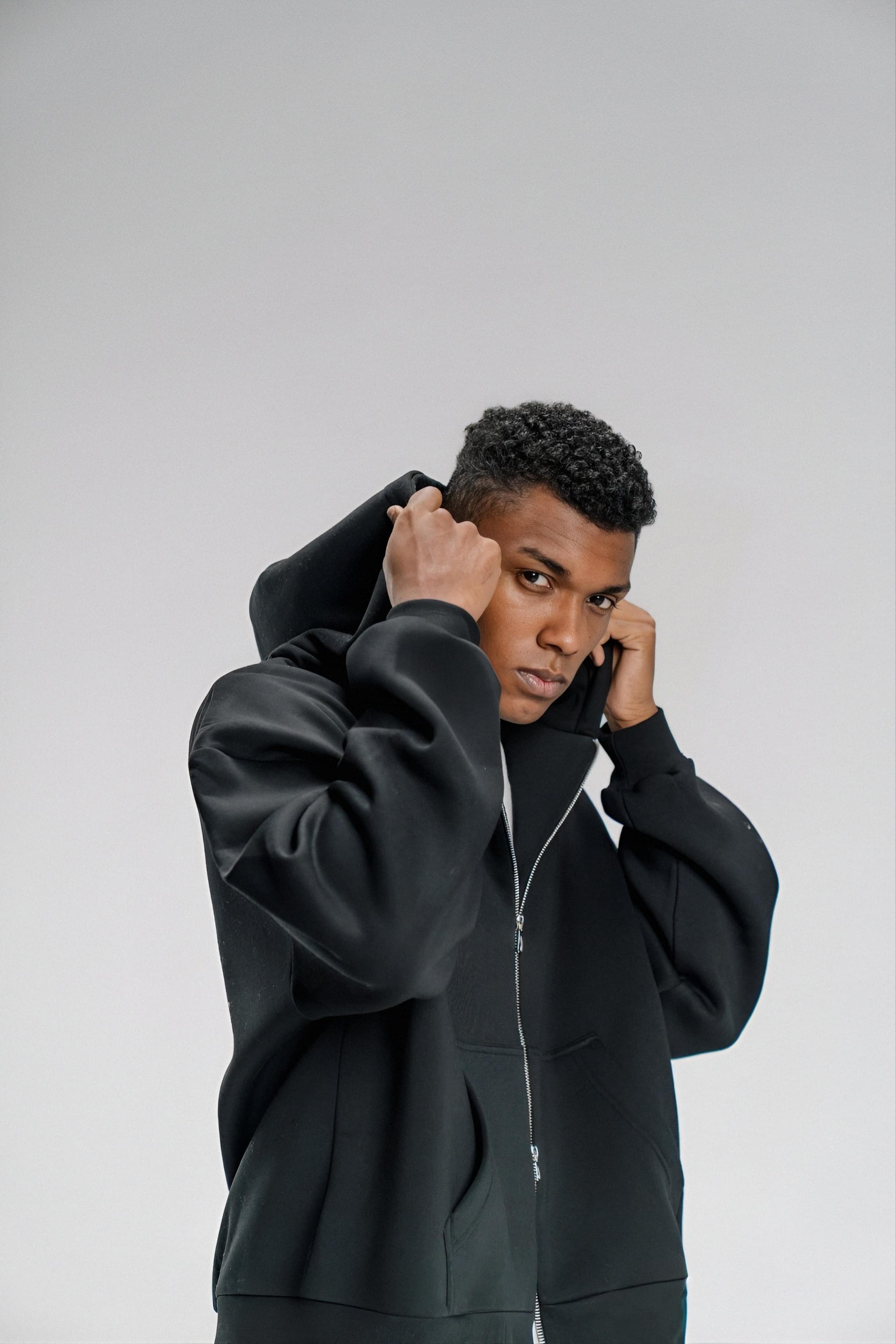 Double Zip Hoodie - Black - Unisex