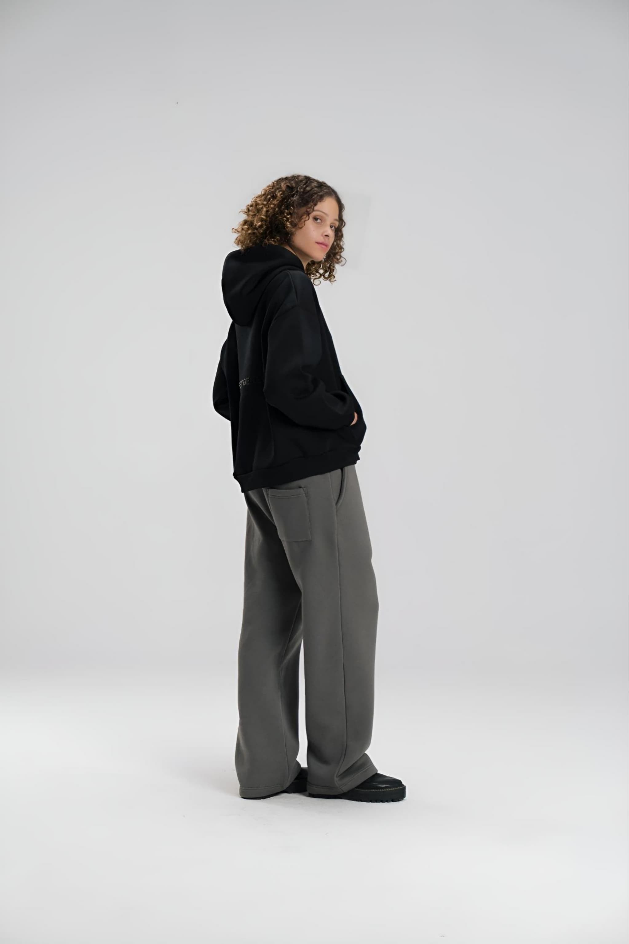 Boxy Fit Hoodie - Black - Unisex