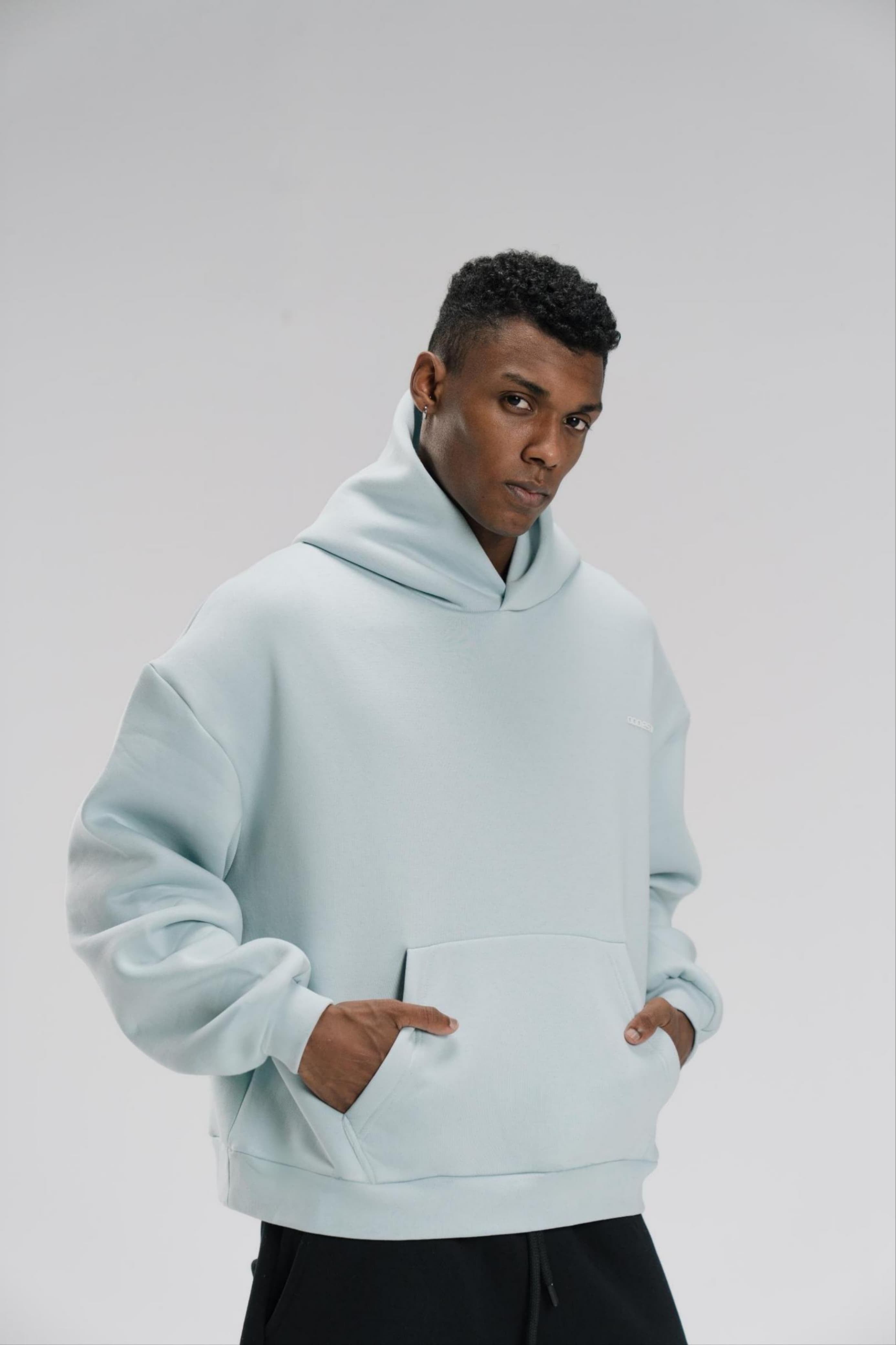 Boxy Fit Hoodie - Light Blue - Unisex