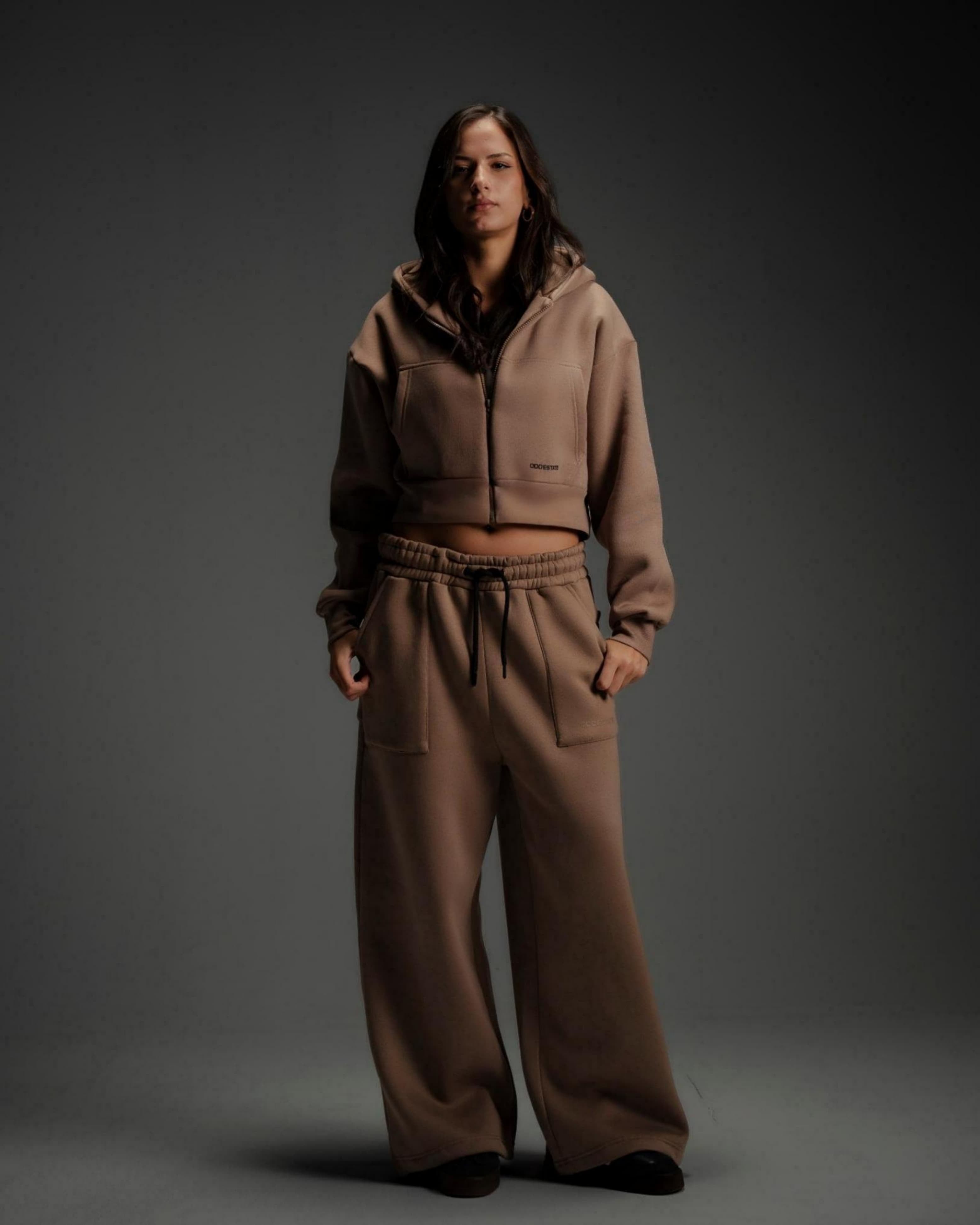 Cropped Zipper - Brown