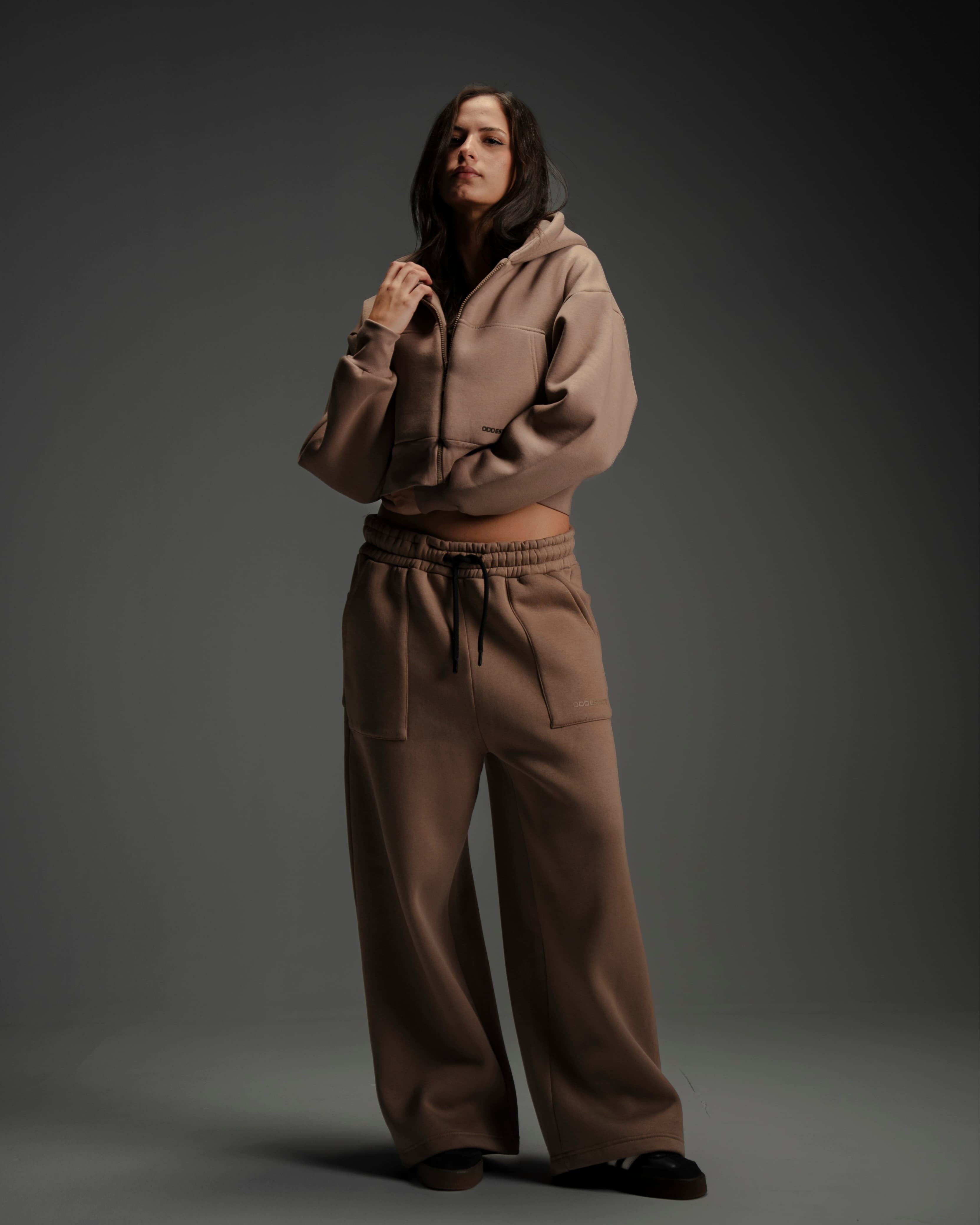 Cropped Zipper - Brown