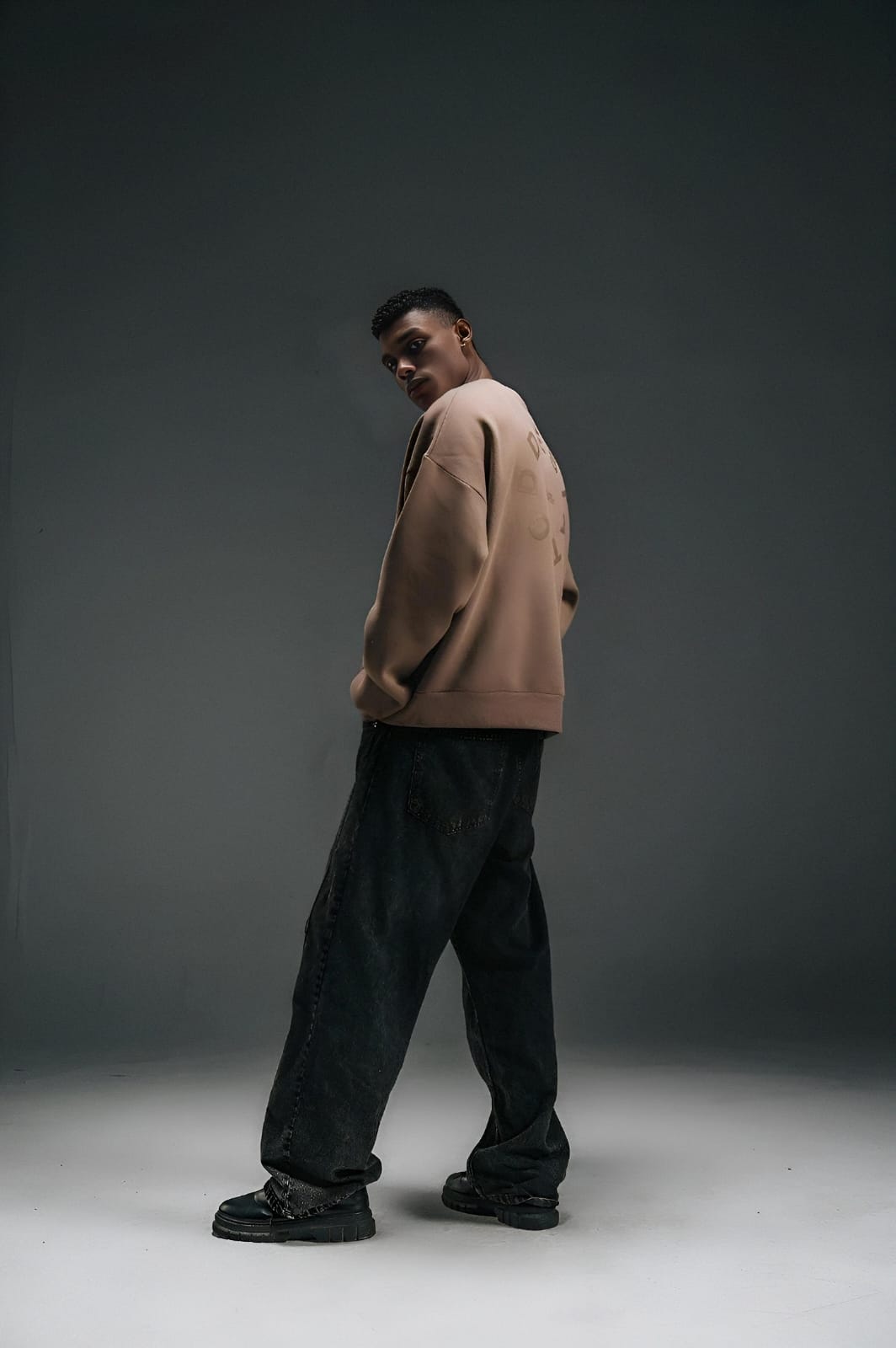 Crew Neck Hoodie - Brown - Unisex