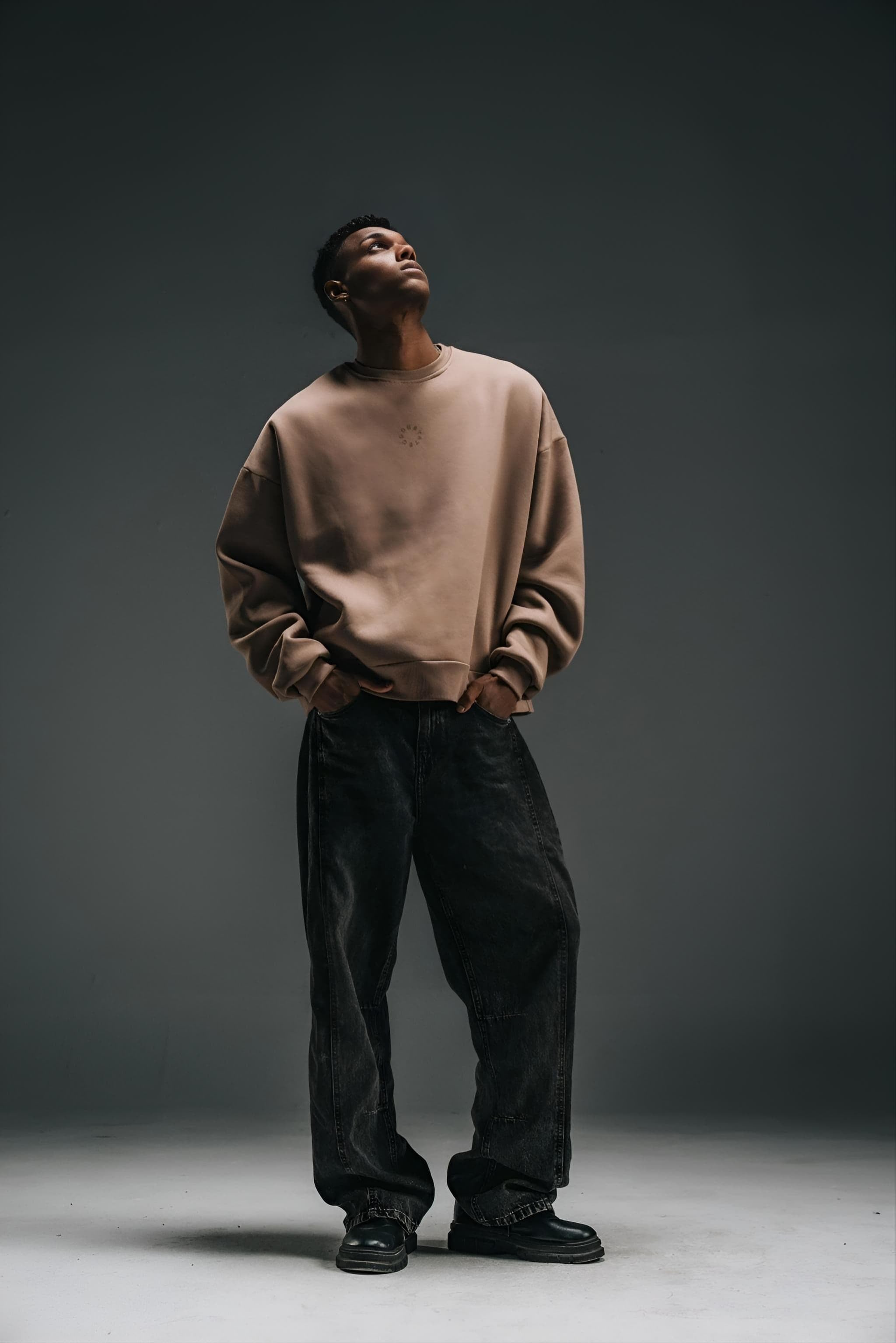 Crew Neck Hoodie - Brown - Unisex