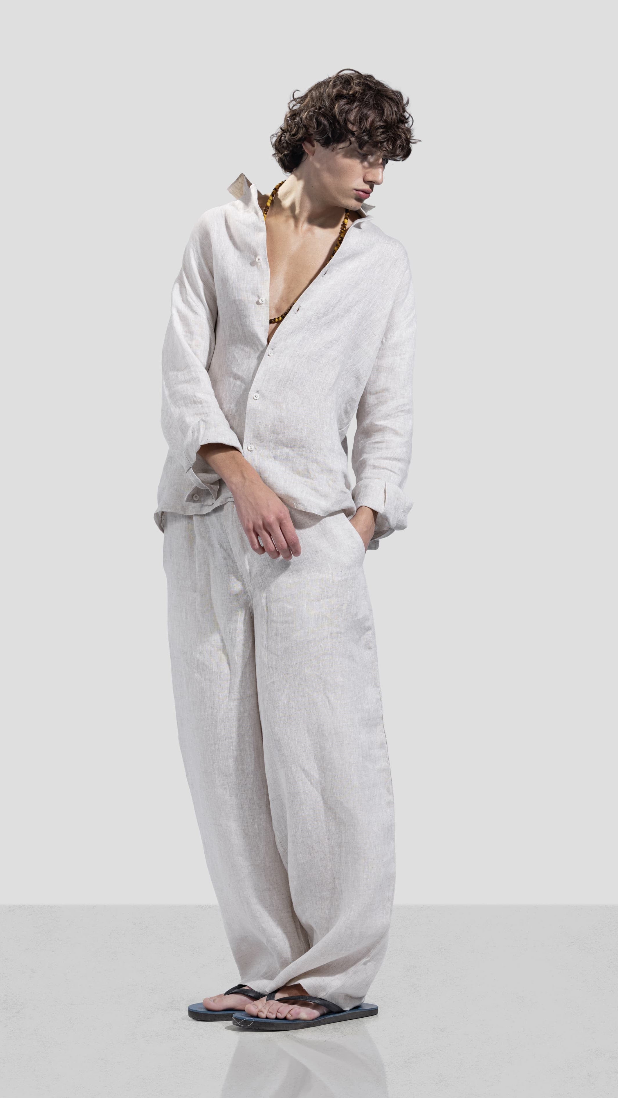 Pure Linen shirt - Beige - Men