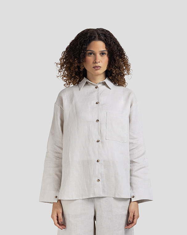 Pure Linen shirt - Beige - Women
