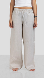 Pure Linen Pants - Beige - Women
