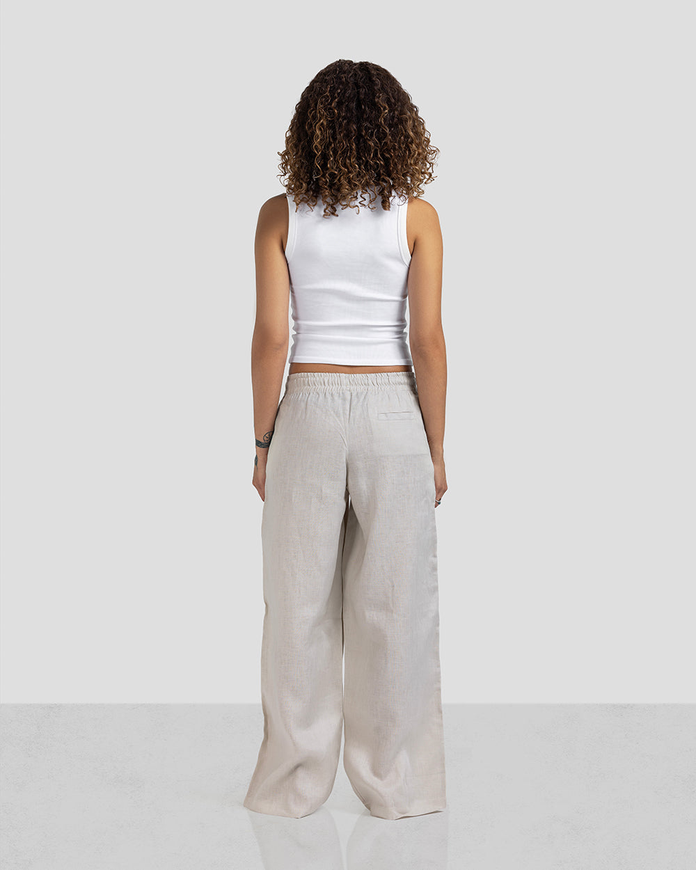 Pure Linen Pants - Beige - Women
