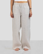 Pure Linen Pants - Beige - Women