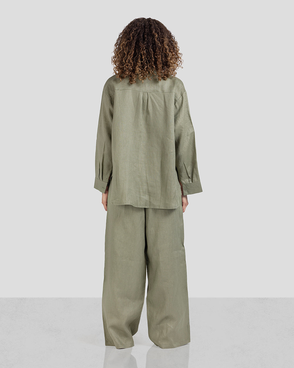 Pure Linen Shirt - Olive - Women