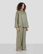 Pure Linen Shirt - Olive - Women