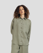 Pure Linen Shirt - Olive - Women