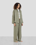 Pure Linen Shirt - Olive - Women