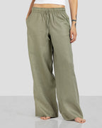 Pure Linen Pants - Olive - Women