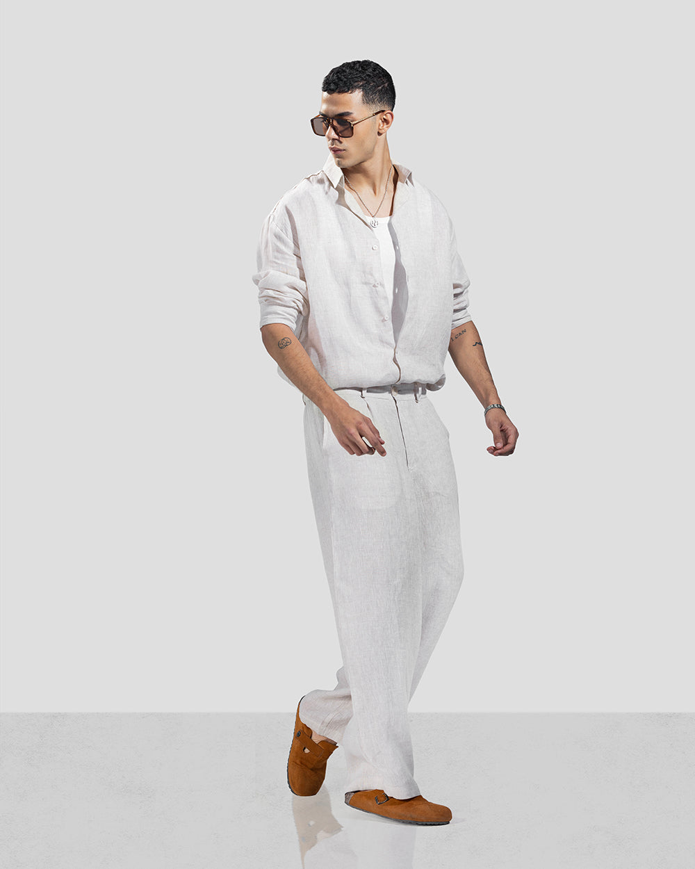 Pure Linen Pants - Beige - Men
